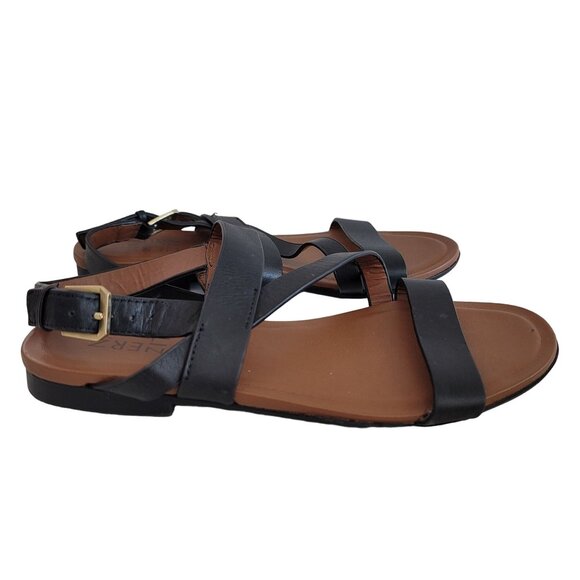 Naturalizer Women's black leather TRU Flat Sandal size 6 comfort adjustable - Picture 3 of 8